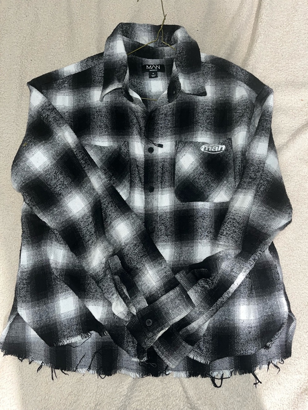 Boohoo Black & White Plaid Button-Down Shirt